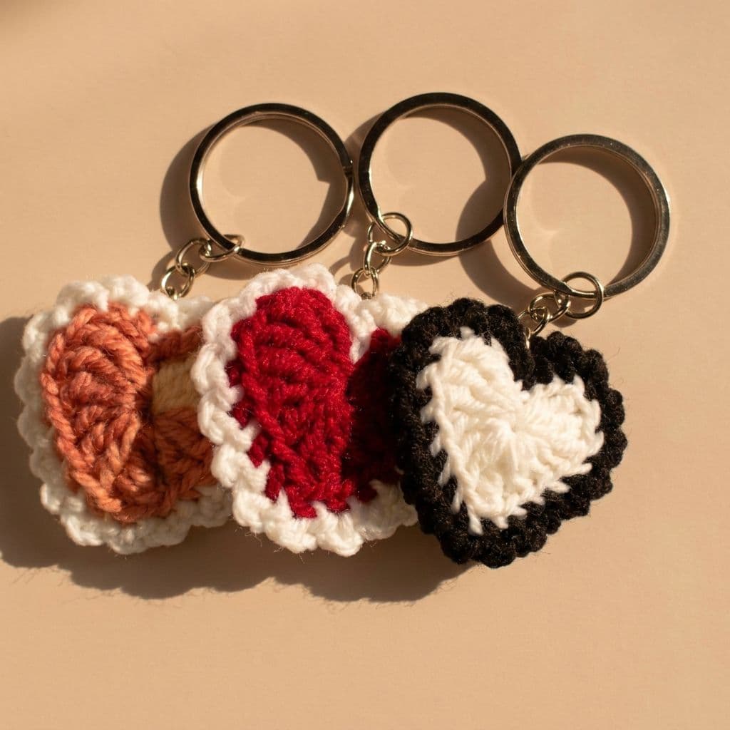 Crochet Heart Keychain