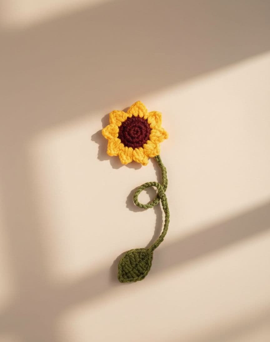Crochet Sunflower Bookmark