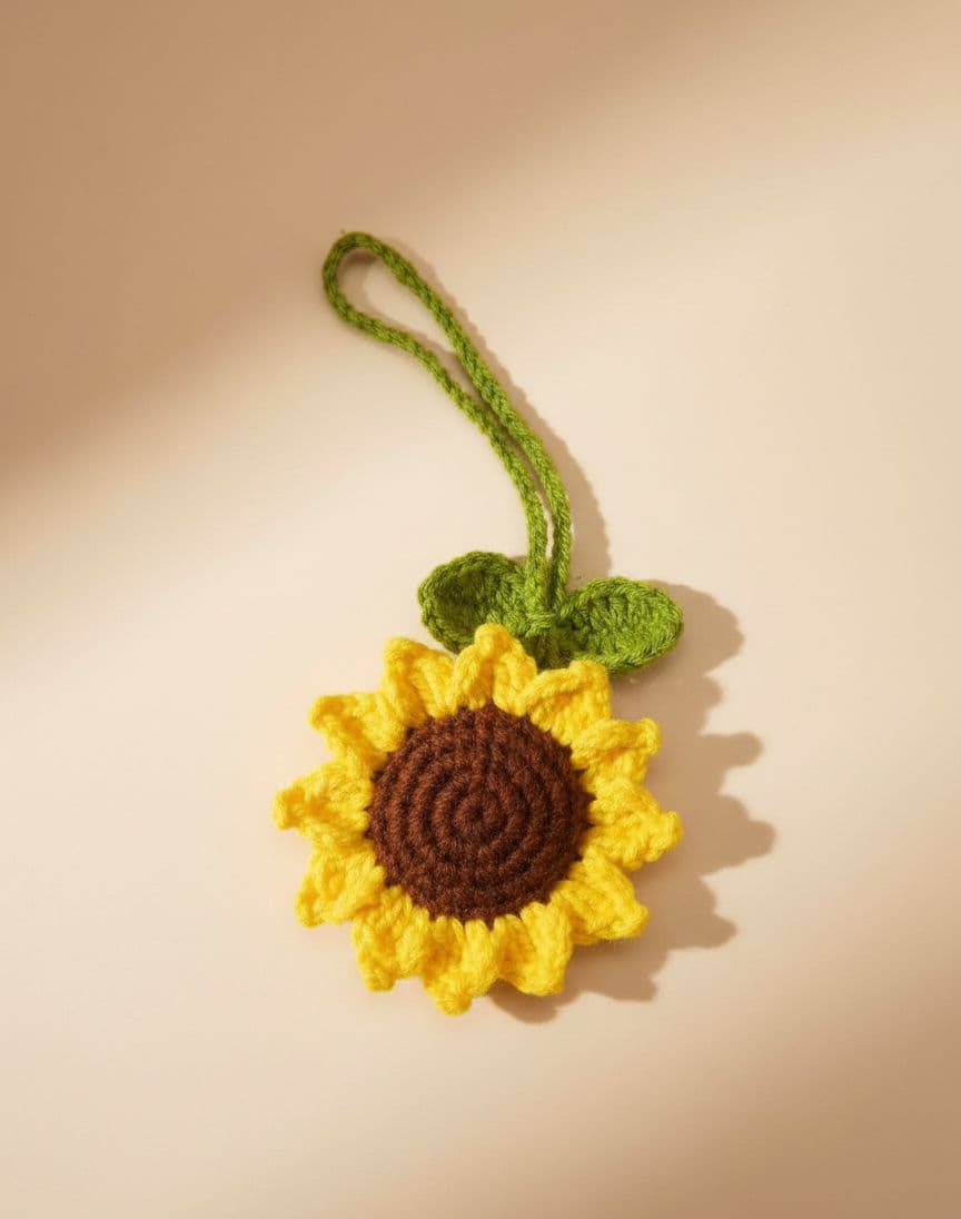 Crochet Sunflower Bag Charm