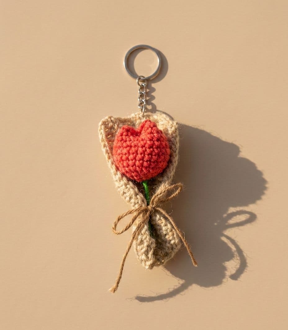 Crochet Tulip Mini Bouquet Keychain